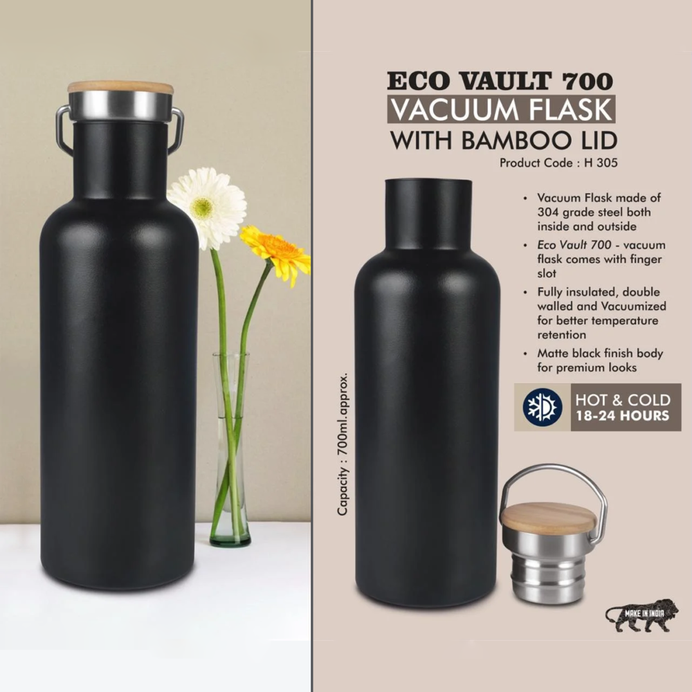 Ml Vacuum Flask With Bamboo Lid