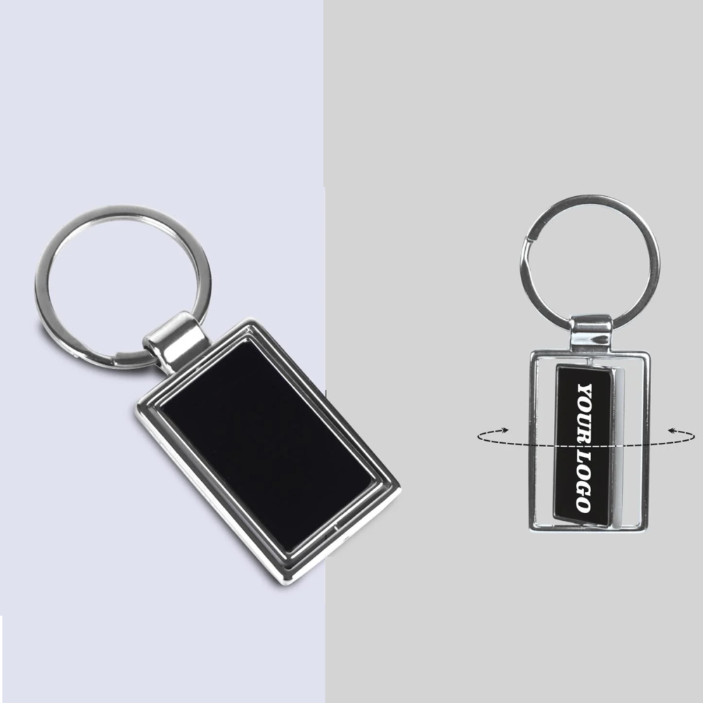 Rotating Key Chain With Double Side Gunmetal Plate