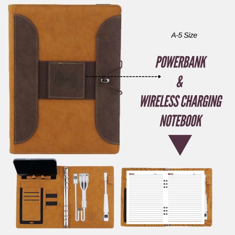 A-5 Size Notebook Wireless Power Bank Folder