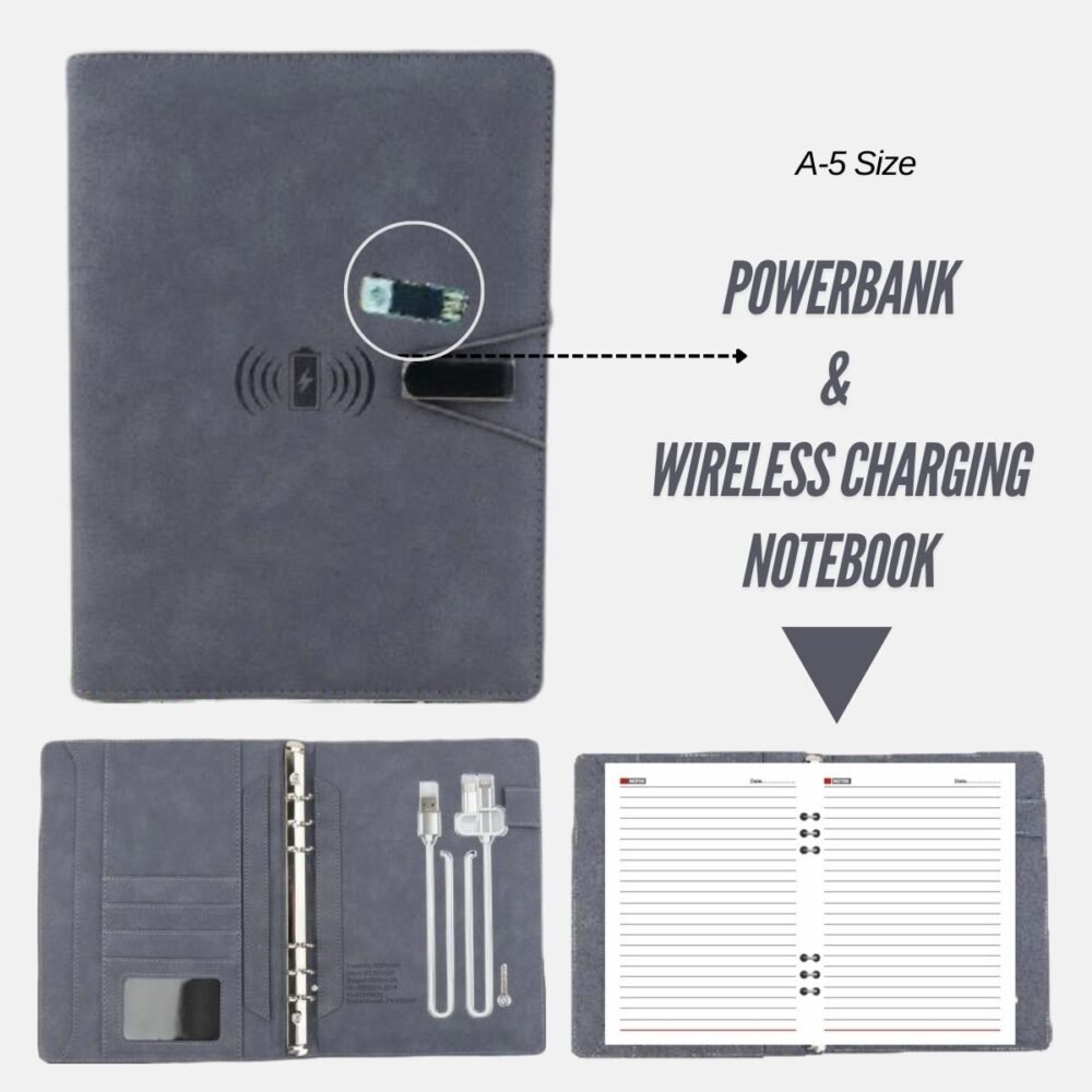 A-5 Size Notebook Wireless Power Bank Folder