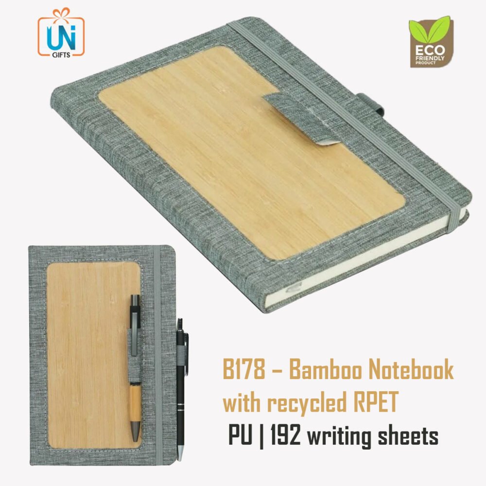 B178 – Bamboo notebook with recycled RPET