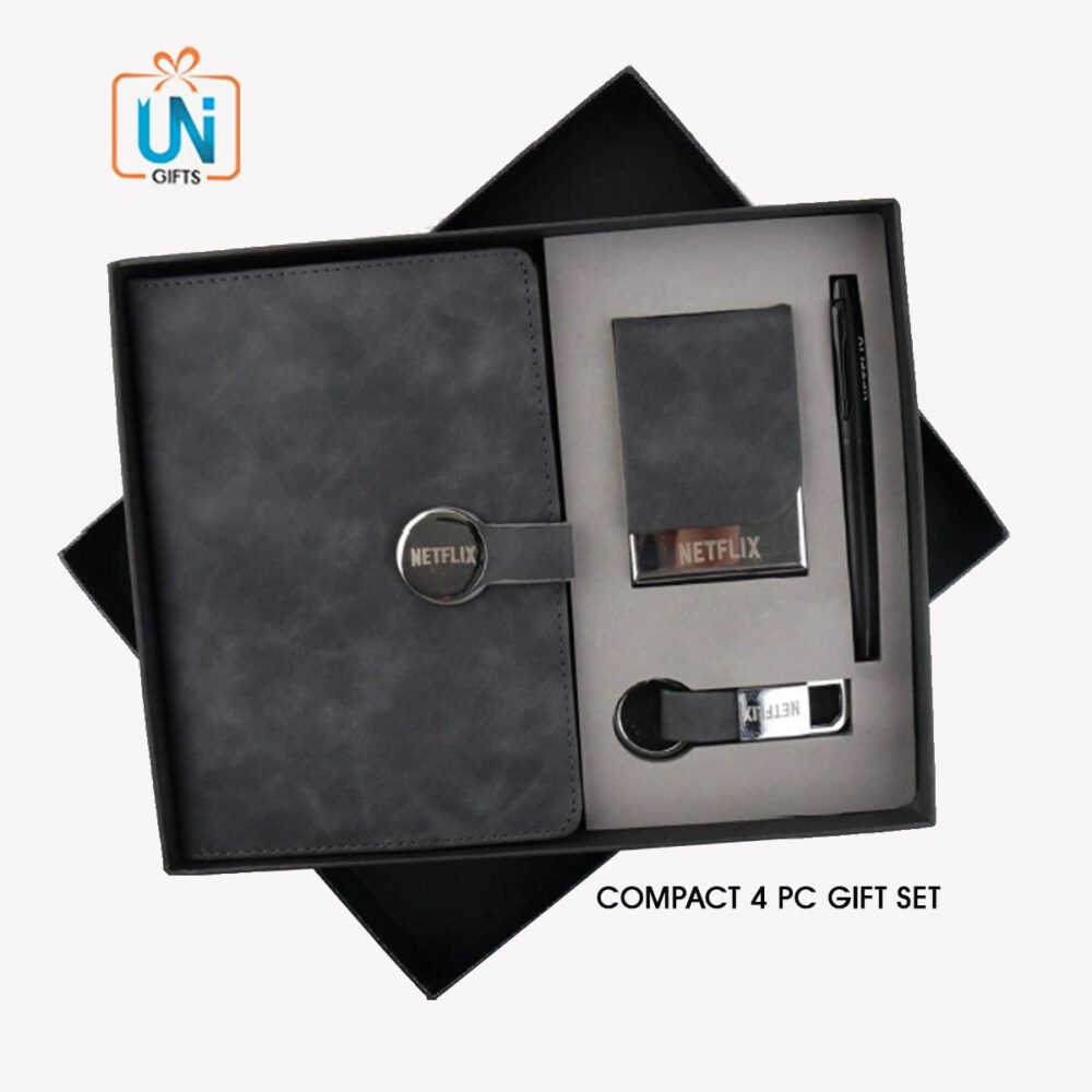 4 in 1 set: A5 notebook, Pen, Keychain, Card Holder