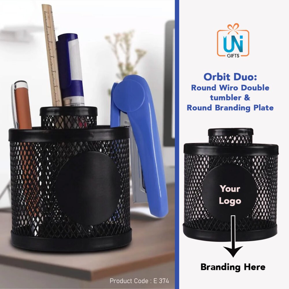 Orbit Duo: Round Wiro Double tumbler & Round Branding Plate