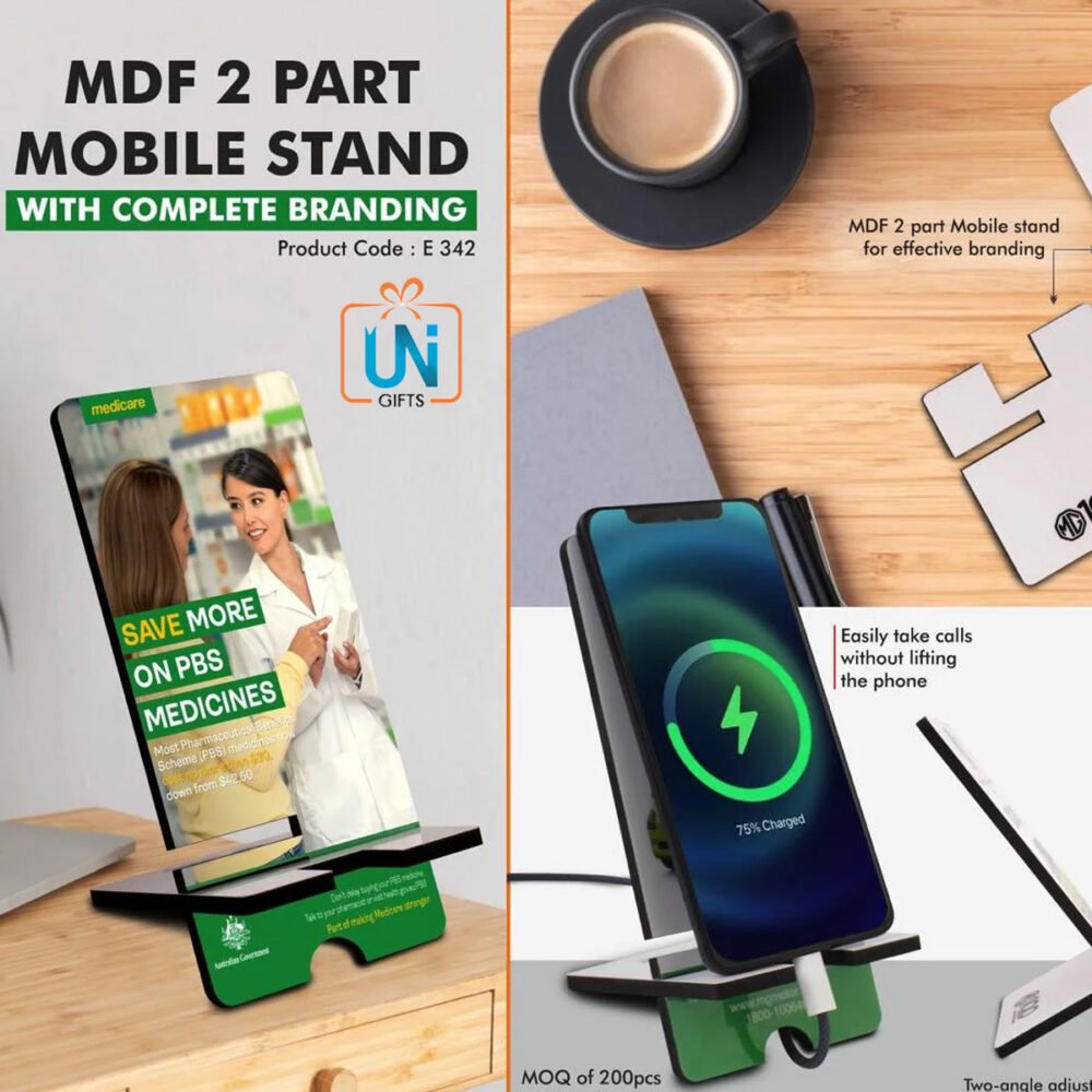 MDF 2 part Mobile stand with complete branding | Double angle adjustment