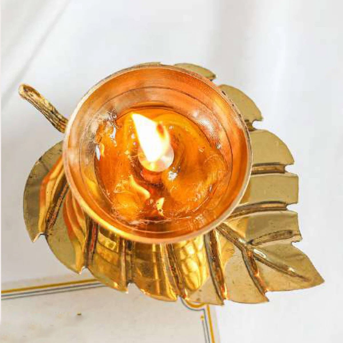 Leaf Brass Diya