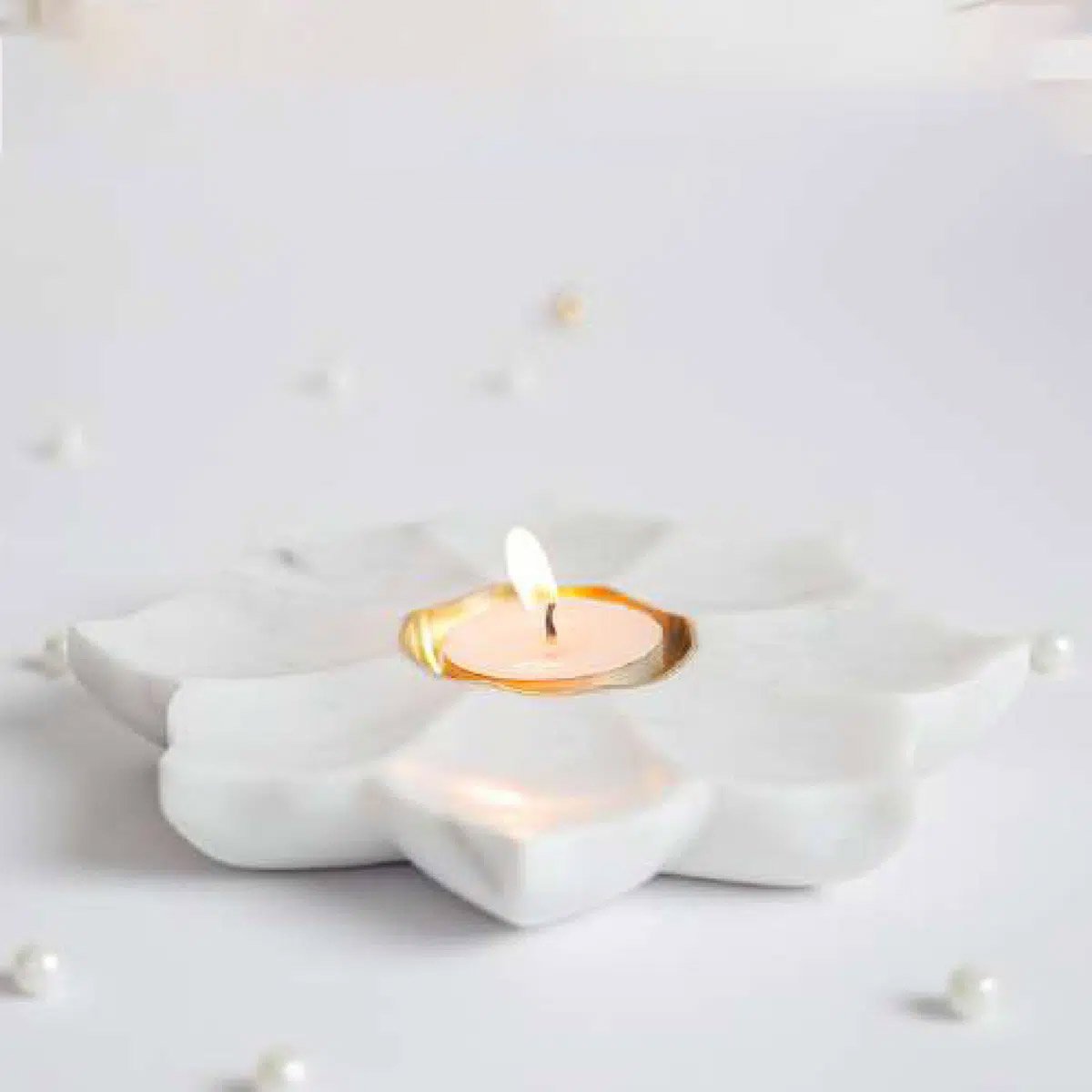 Marble Lotus Diya