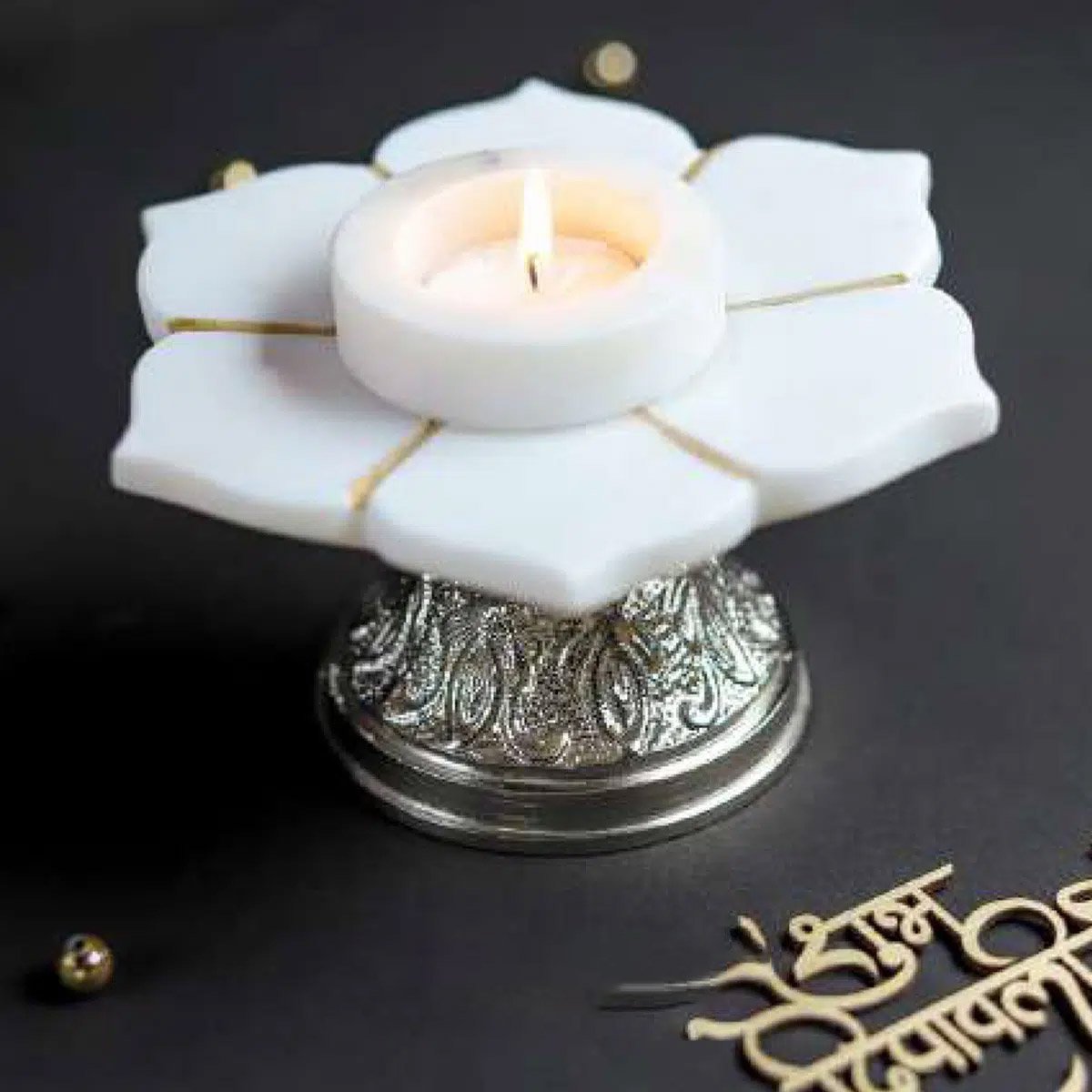 Marble Lotus T-Light Holder