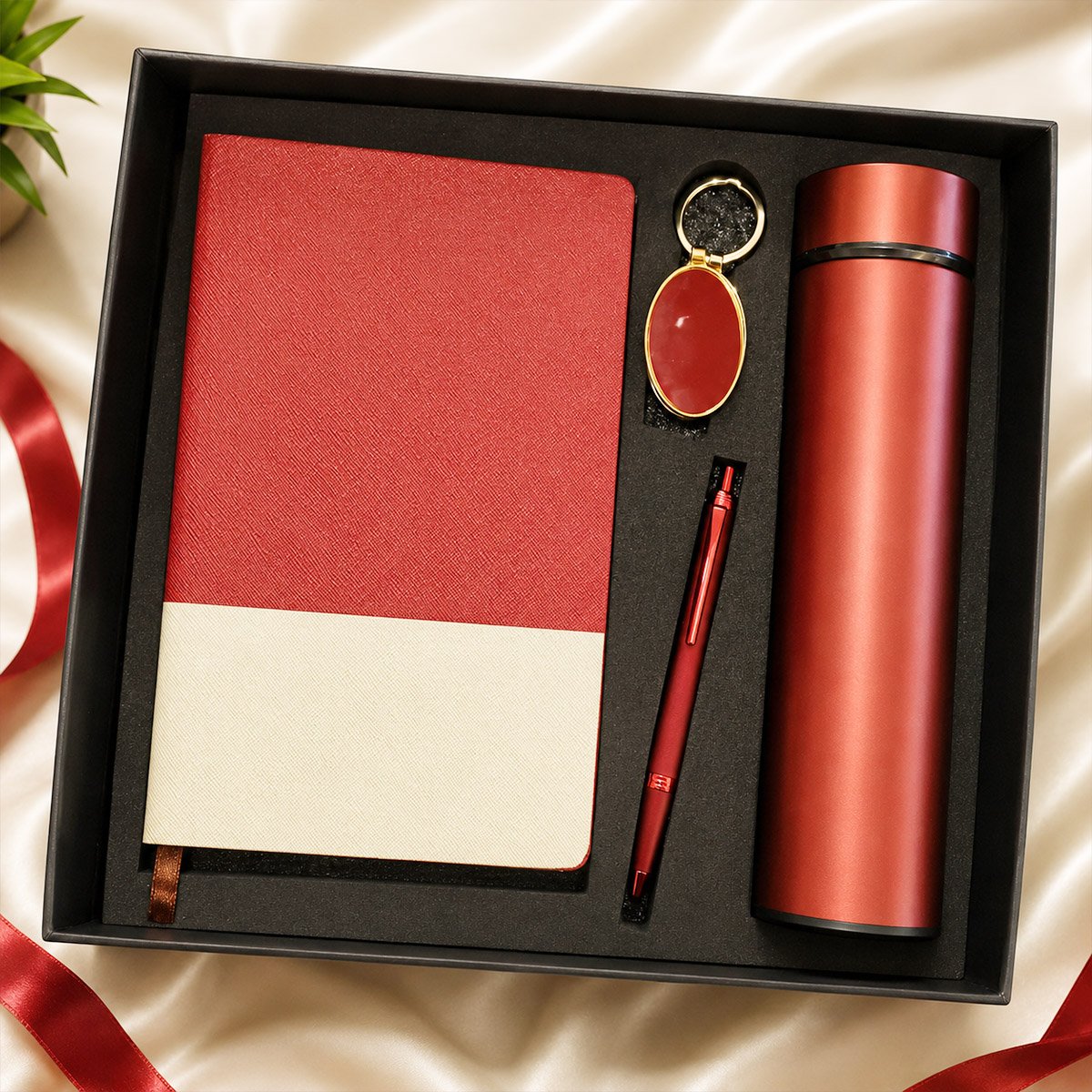 Premium Corporate Gift Set with Notebook, Bottle, Pen & Keychain