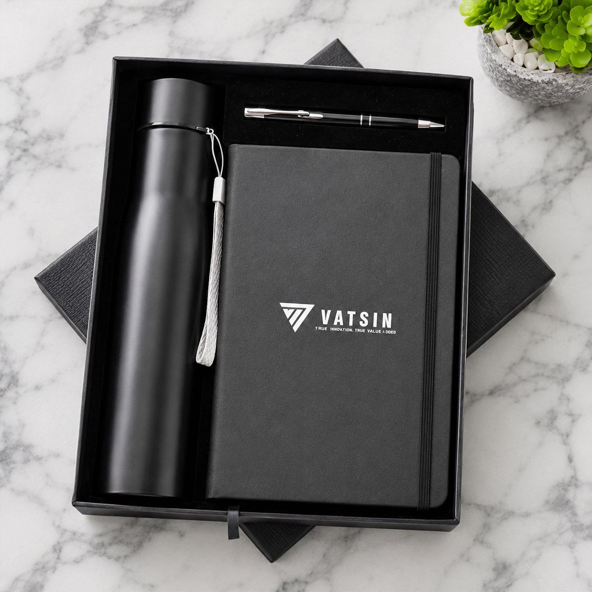 Black 3 in 1 Corporate Gift Set – Notebook, Bottle & Pen