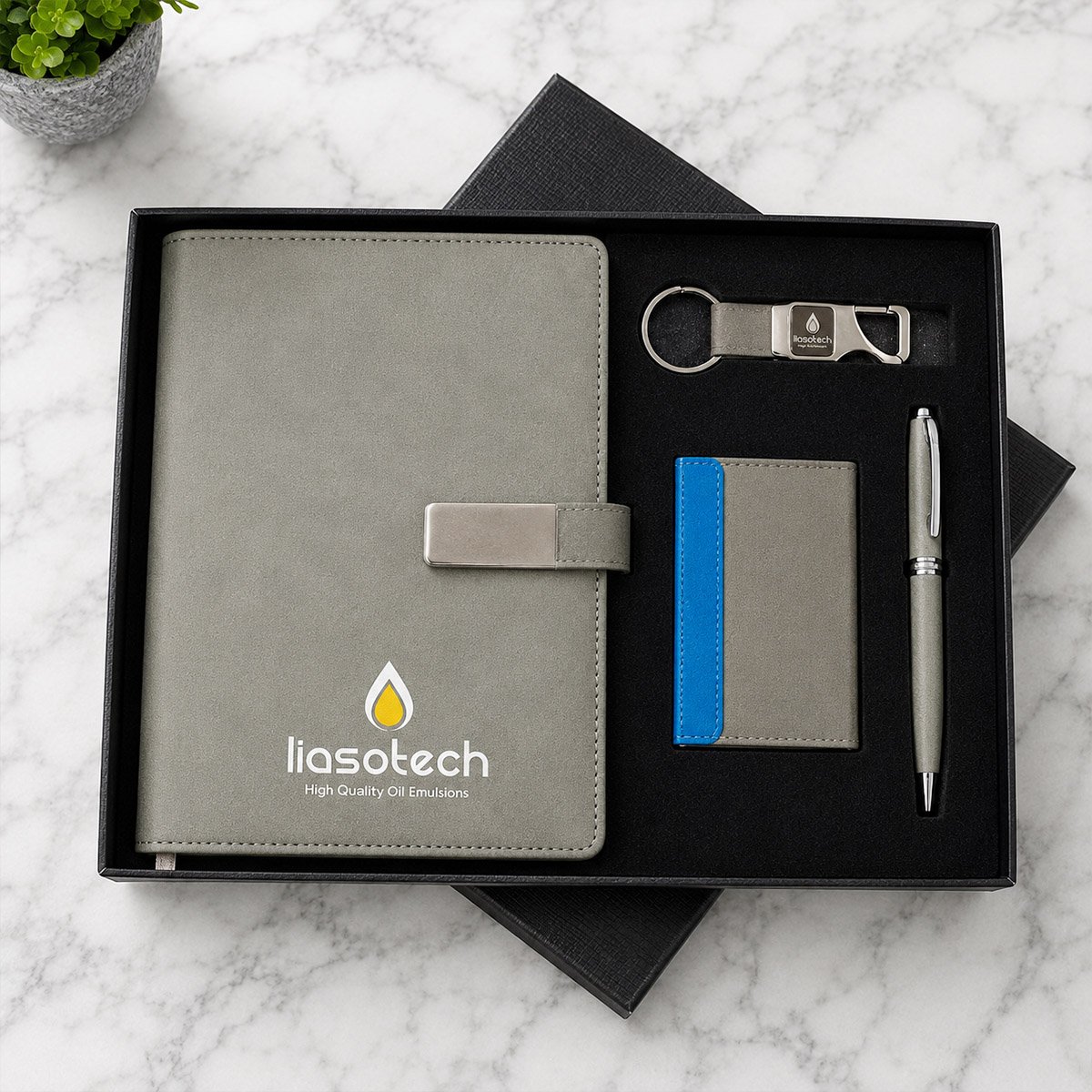 4 in 1 Corporate Gift Set with Diary, Pen, Card Holder & Keychain