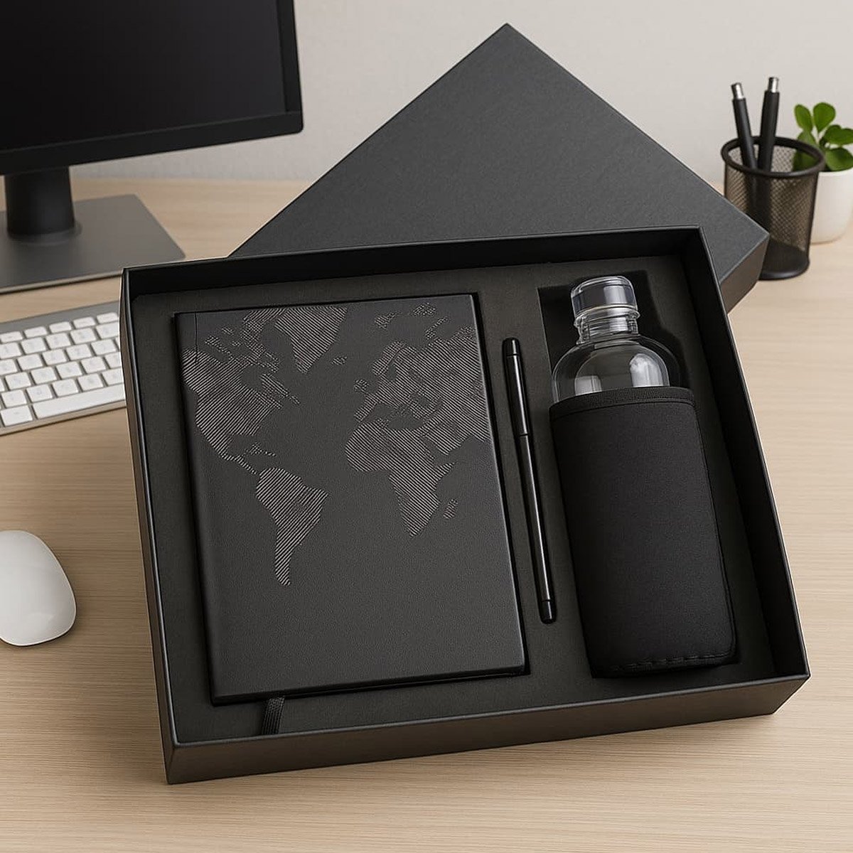 Premium 4-in-1 Executive Corporate Gift Set with Notebook, Pen & Water Bottle