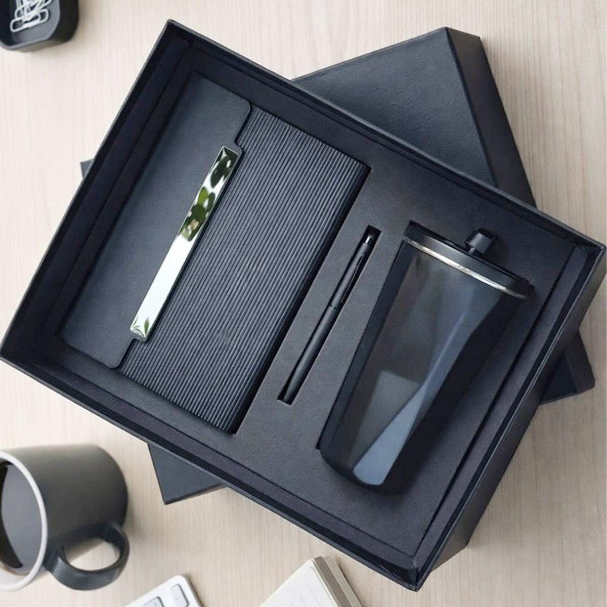 Premium Corporate Gift 3-in-1 Executive Gift Set with Notebook, Pen & Tumbler