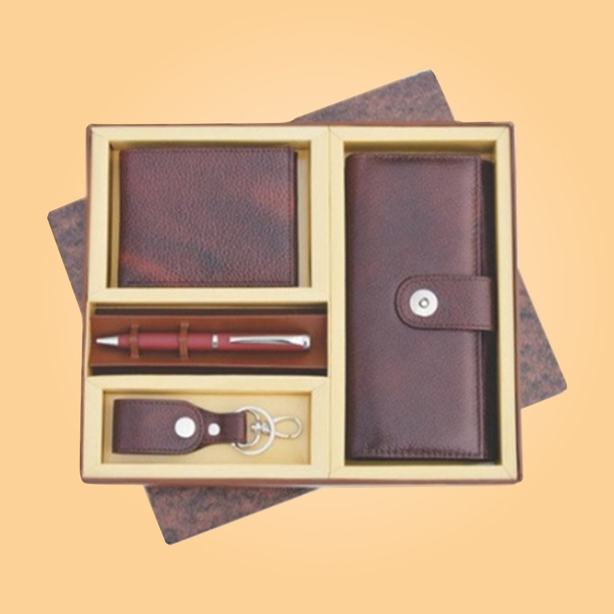 Premium 4-in-1 Leather Corporate Gift Set for Clients & Employees