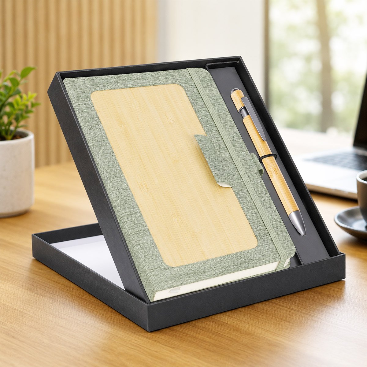 A5 Size Bamboo Notebook with Bamboo Duo Pen – Premium Corporate Gift