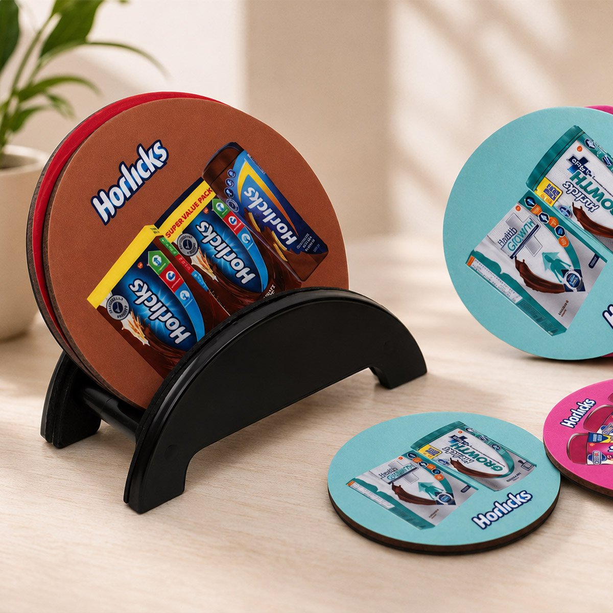 Brando Round Wooden Coaster Set