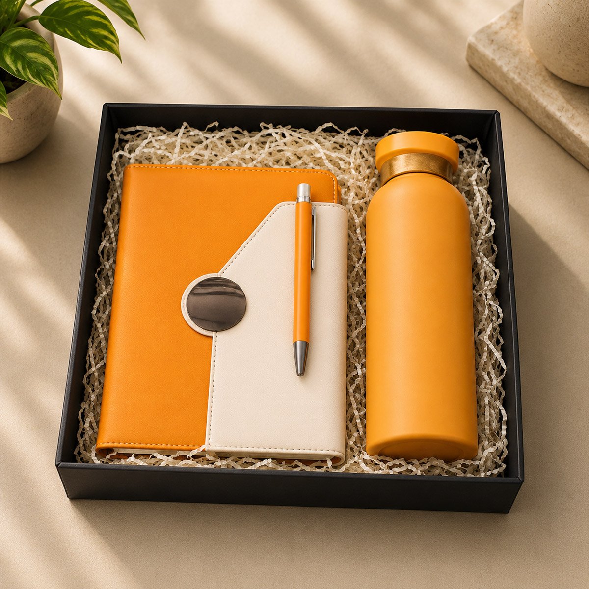 3 in 1 Premium Corporate Gift Set with Notebook, Pen & Bottle
