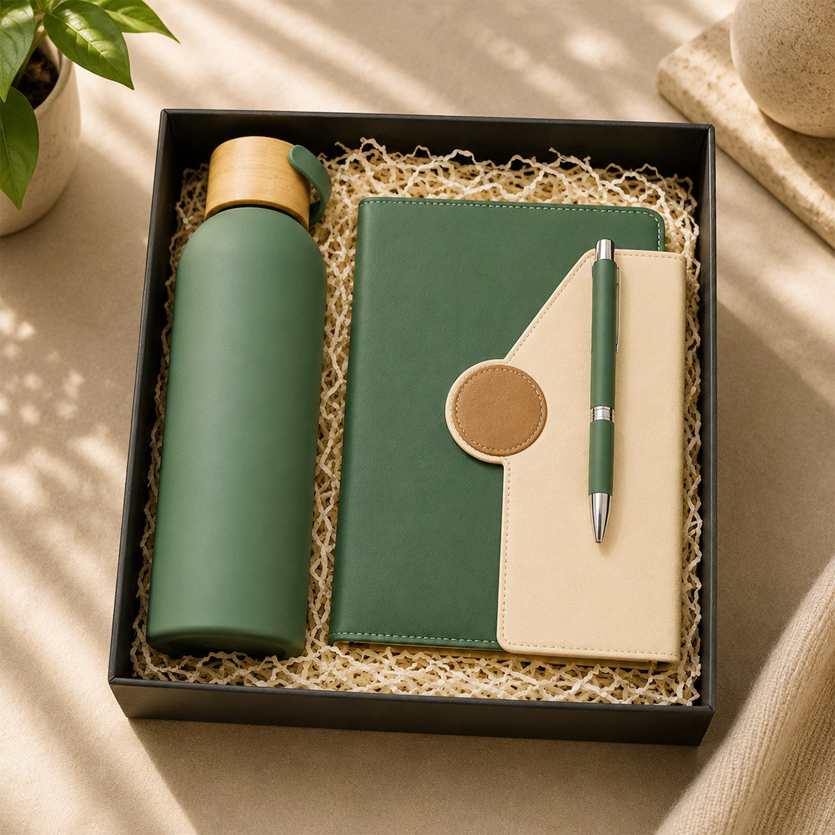 3 in 1 Premium Corporate Gift Set – Stylish Bottle, Notebook & Pen