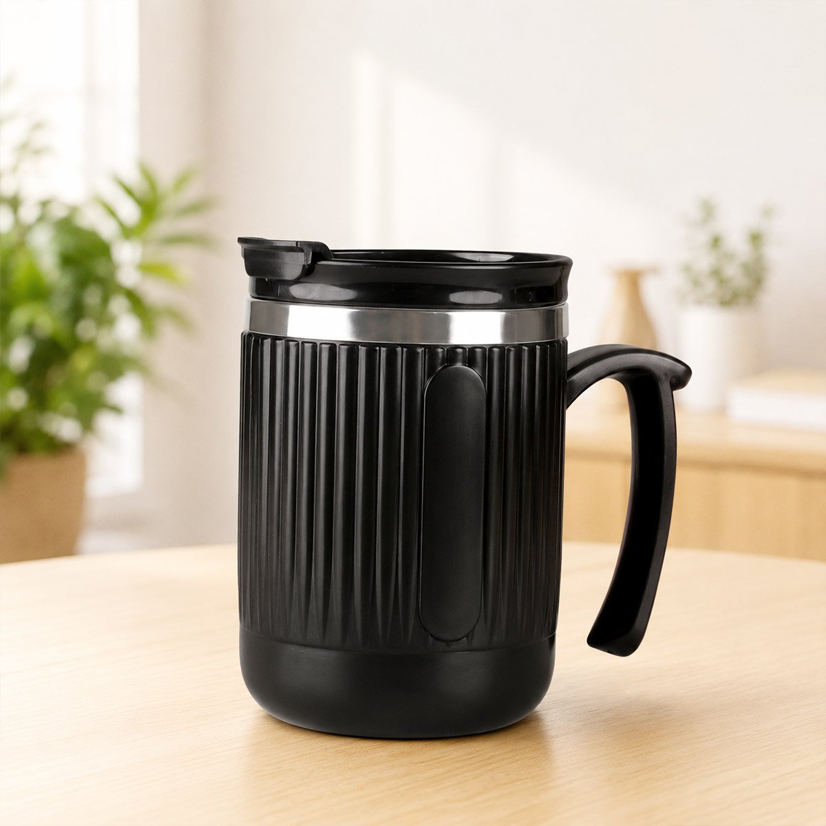 DuraMug Grip Lite Corporate Gift: Large Steel Mug with Flip Top Lid