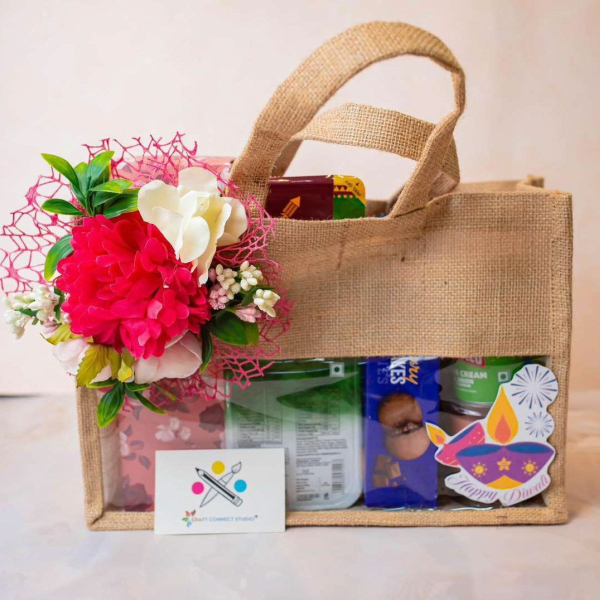 Customized Diwali Gift Hamper with Flowers, Chocolates & Premium Essentials
