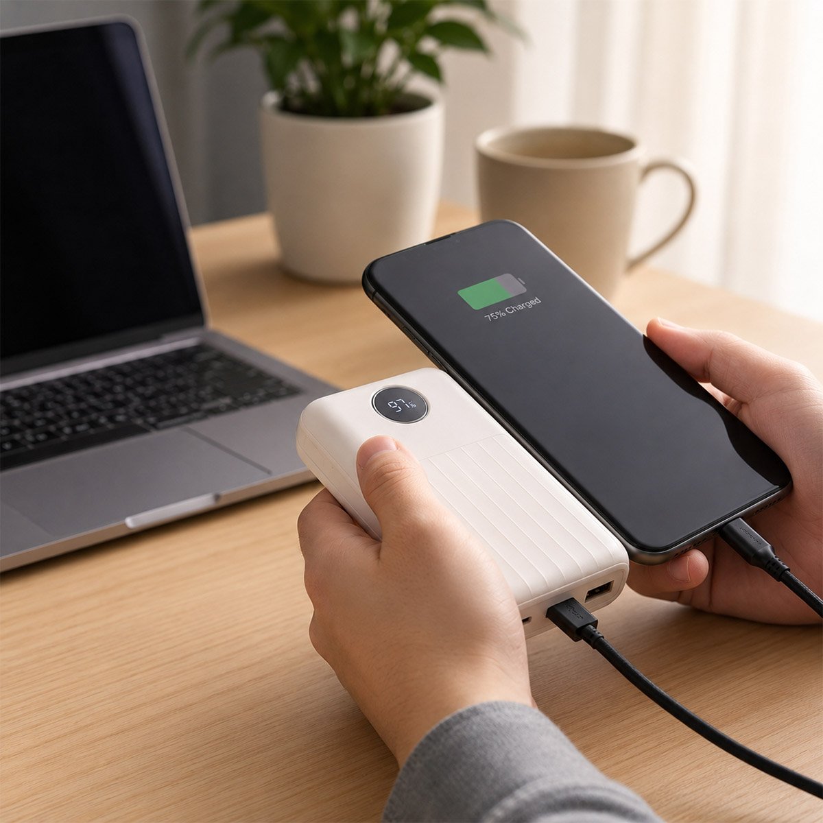 VoltDot 20: 20,000 mAh Mini Power Bank with Pinstripe Design