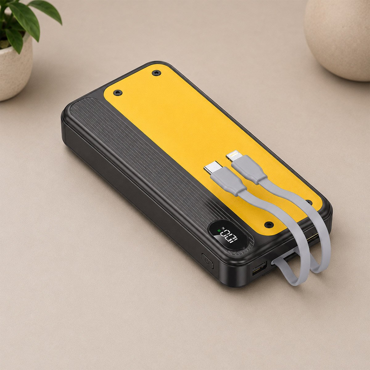 ZapX 10: 10,000 mAh Power bank with Display & In-Built Cables